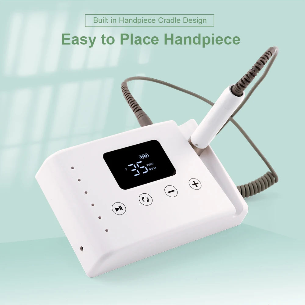 Brushless 35000RPM Portable 2-in-1 Electric Desktop Nail Drill Machine Drilling Manicure Nail Polisher 85w Powerful with Bit Set
