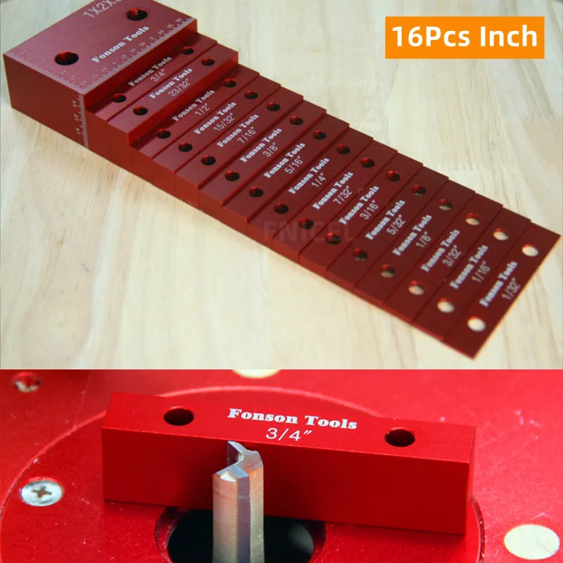 16Pc Inch / 9Pc Metric Setup Blocks Height Gauge Set, Precision Aluminum Setup Bars for Router and Table Saws Woodworking Set Up