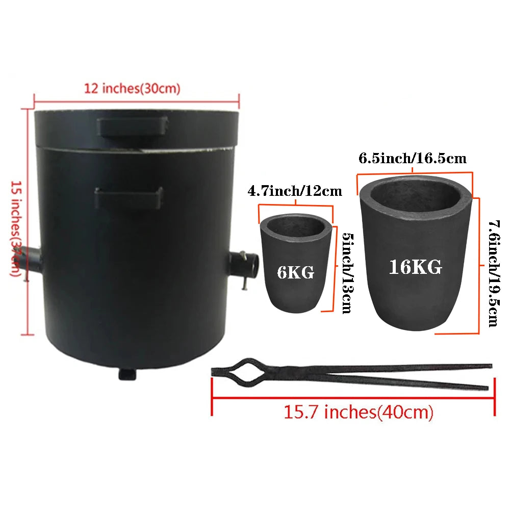 LSMIITTH 16KG/35.27LBS Double Burner Propane Metal Melting Furnace With 2 Crucible Suitable For Melting Copper Brass Aluminium