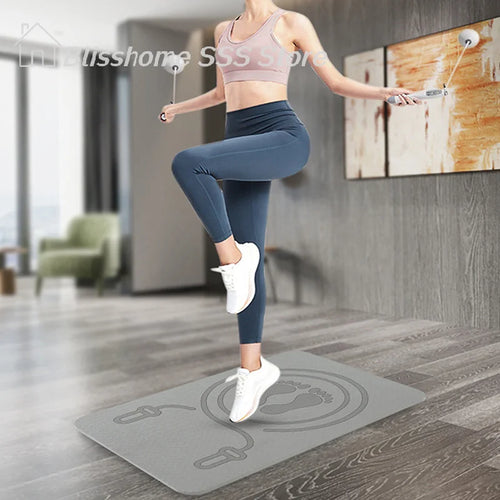 6mm anti-noise skipping rope mat, shock-absorbing smart yoga mat for floor exercise in a home fitness setting.