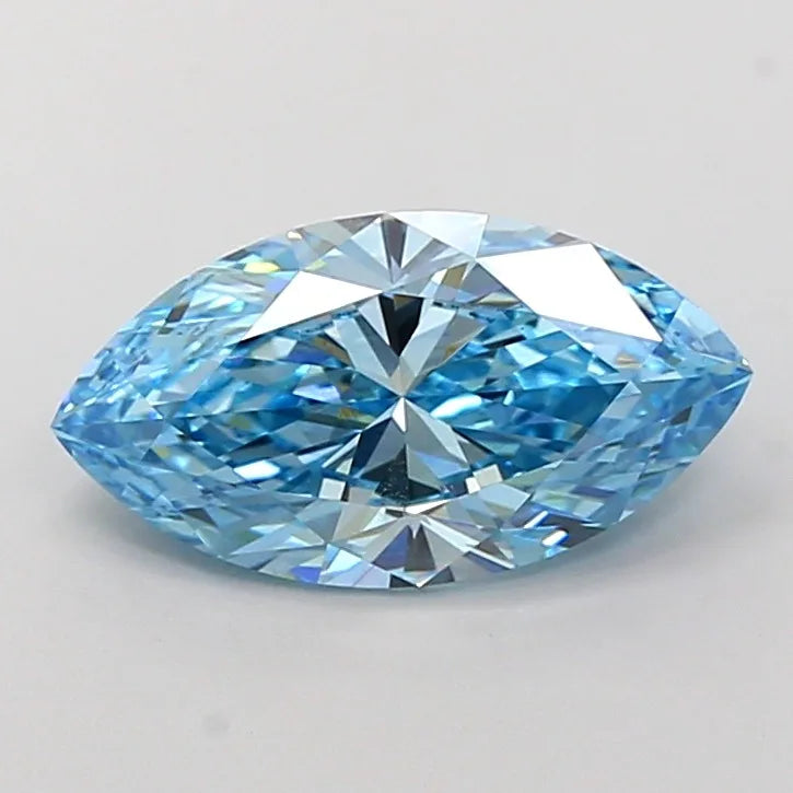 2.53 Carat Fancy Vivid Blue Marquise Lab Diamond IGI Certified VS1 EX Cut Excellent Polish Synthetic CVD Stone Elegant Jewelry