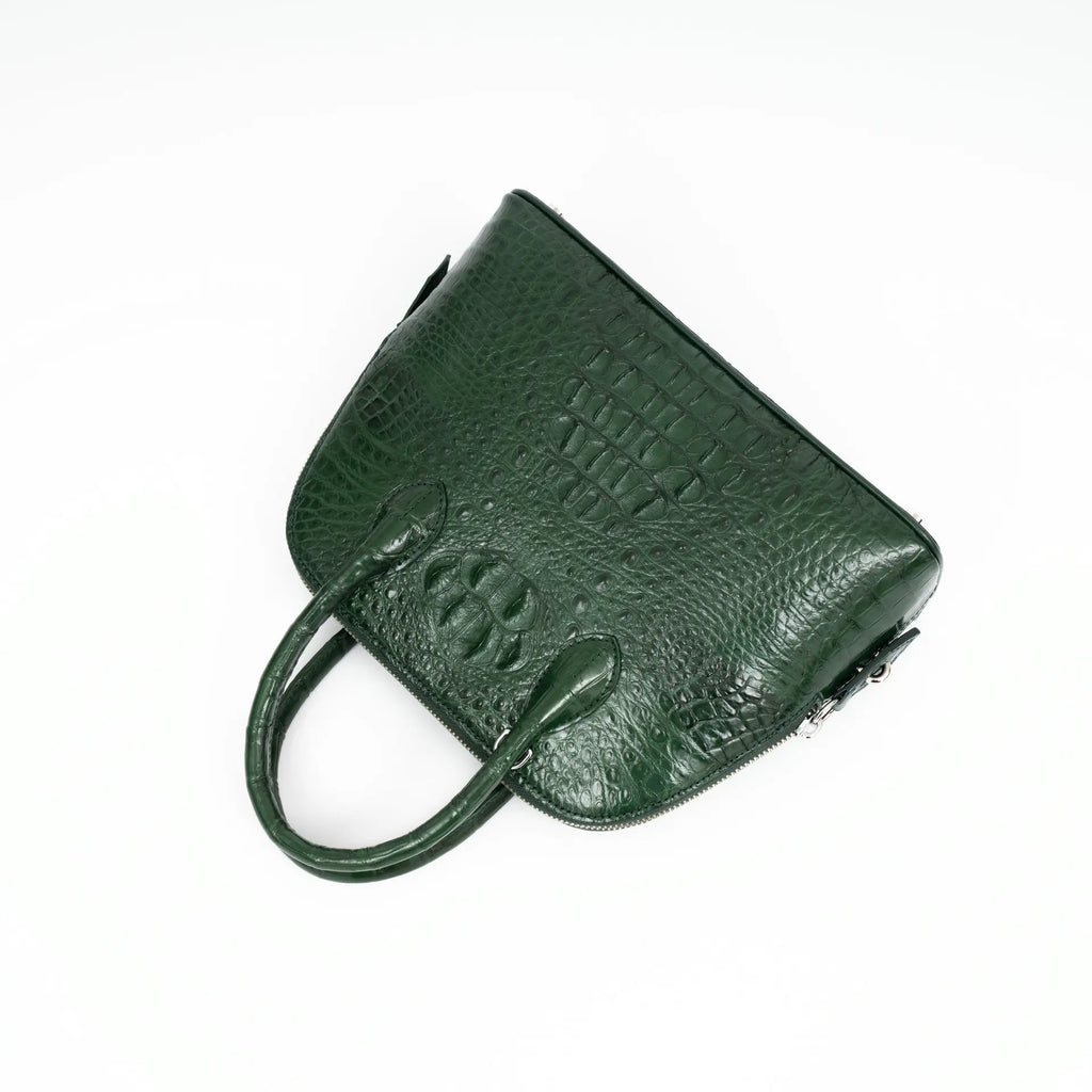2024 Large Crocodile Leather Women's Bag Fashion Bowling Lady Handbag Genuine Leather Shuolder Crossbody Bag Travel Shell Bag 45