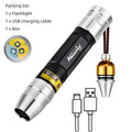 3-in-1 USB rechargeable UV flashlight for pet stain detection, jewelry, and ore inspection in black and silver metal.