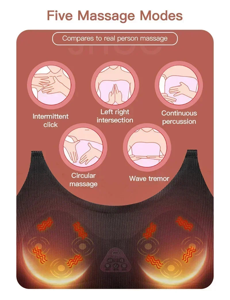 Electric Breast Massager with Heat and Vibration - Black Tidesmit Massage Chairs Tidesmit