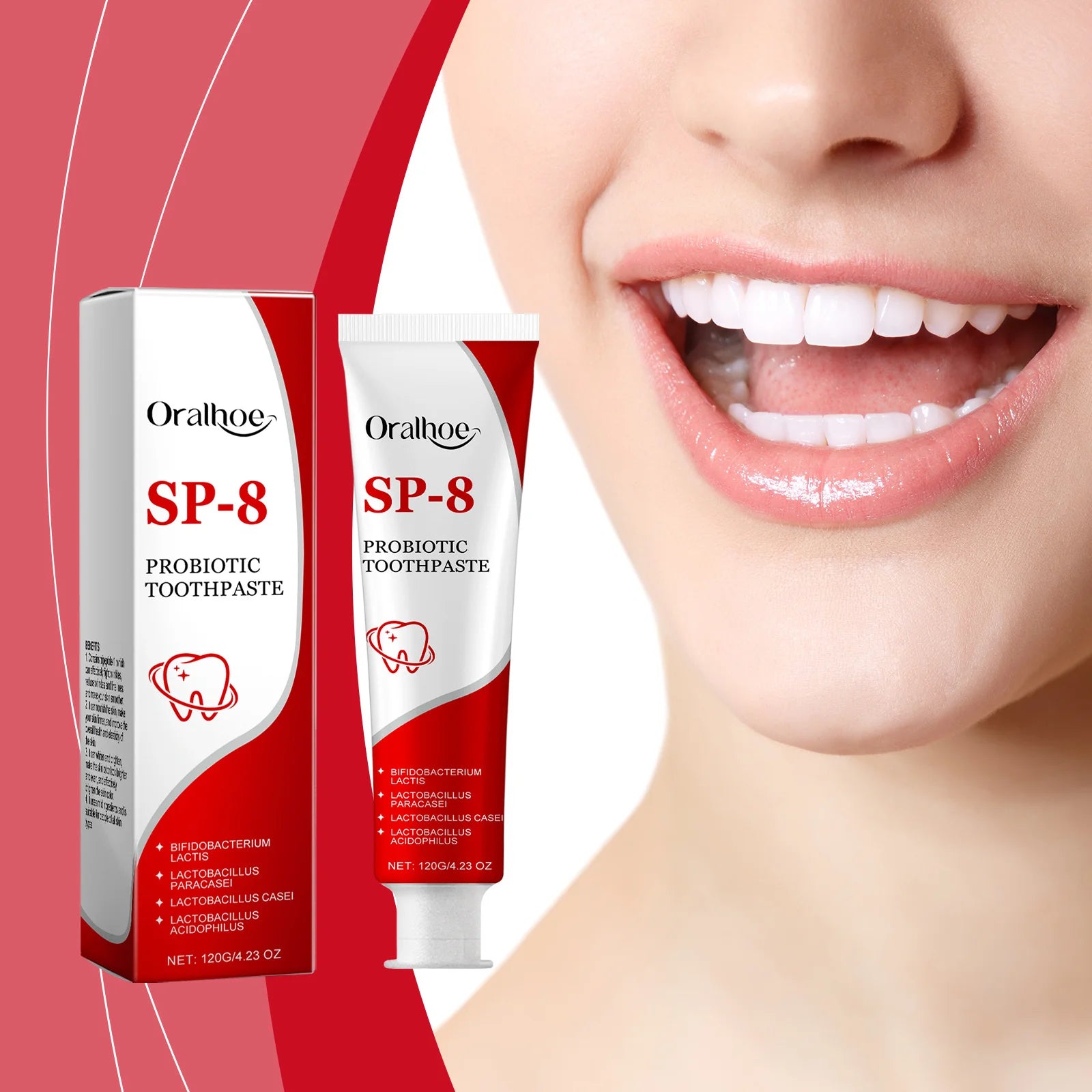 Tidesmit SP-8 Probiotic Whitening Toothpaste for plaque removal and fresh breath dental hygiene