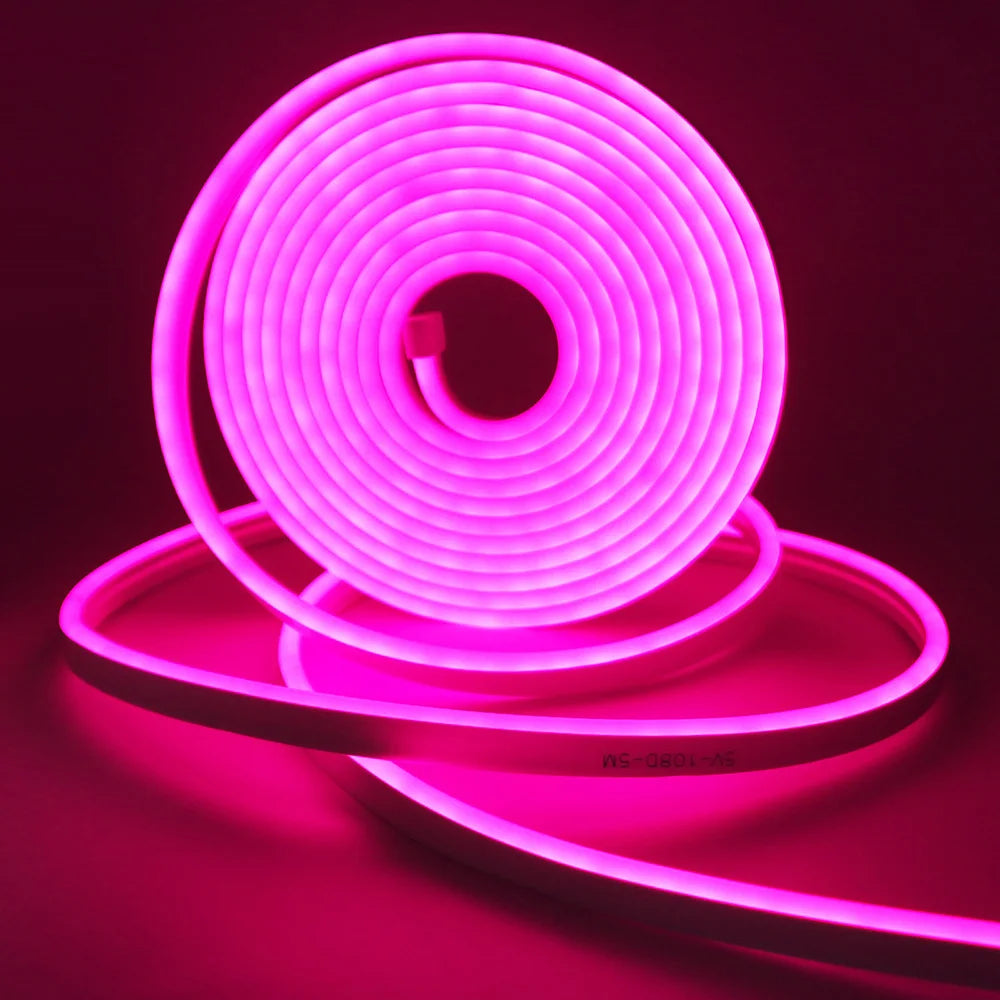 5V USB RGB LED Neon Strip Light 24key Remote Control Adhesive Tape 3535 108LED/m 6x12mm Waterproof Flexible Lamp Home Decoration