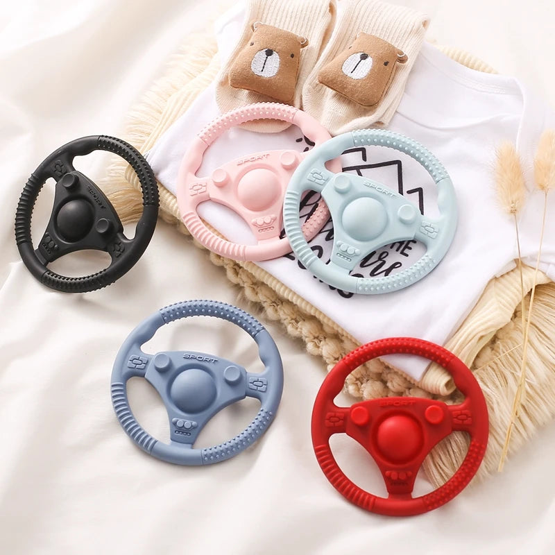 1PC Baby Food Grade Silicone Car Steering Wheel Nursing Teething Toys BPA Free Silicone Teether Toys For Newborn Teething Toys