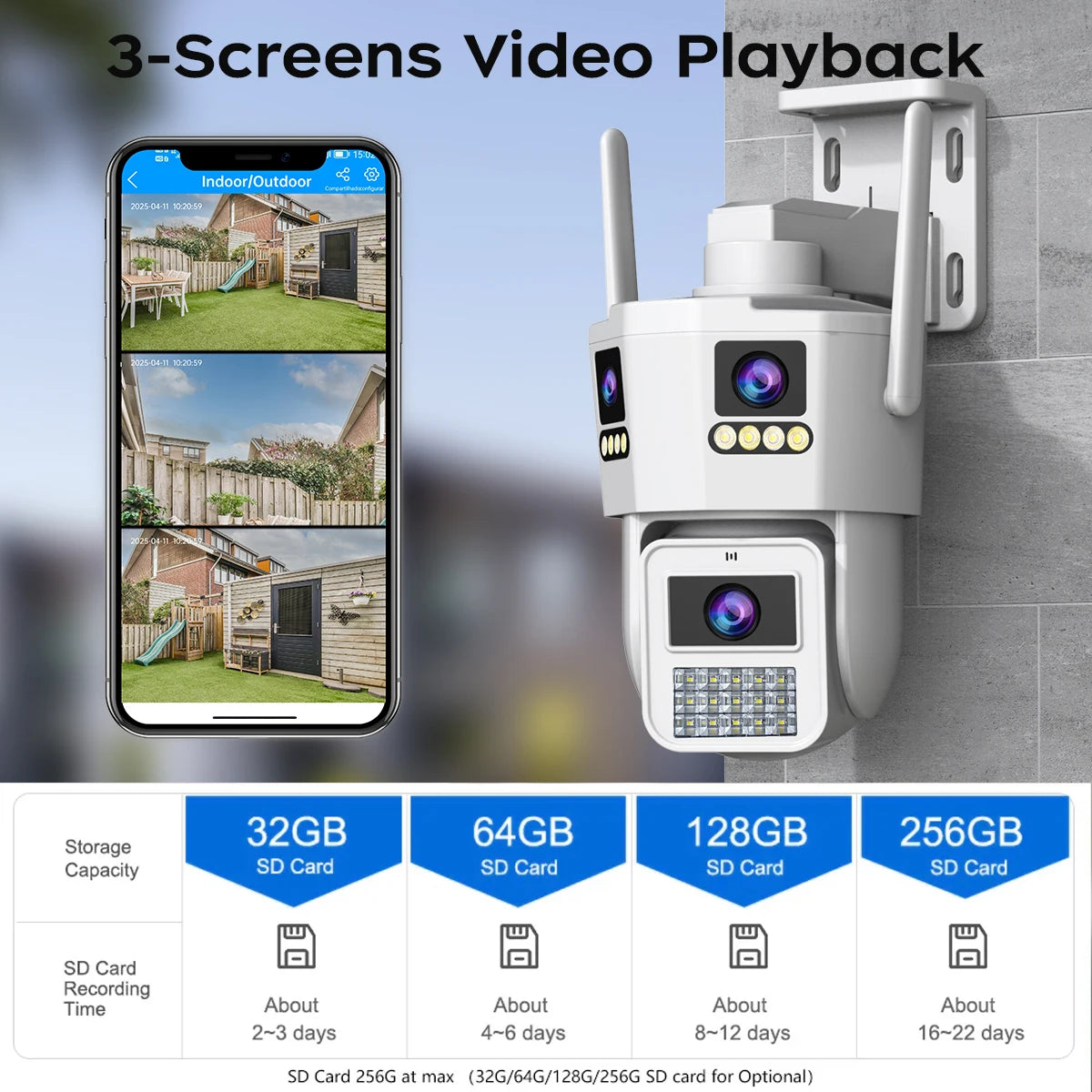 JOOAN 6K Three Lens PTZ IP Camera Outdoor Three Screen 5G WiFi Ai Tracking IP66 Waterproof CCTV Video Security Camera