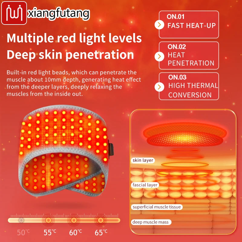 Red Light Heated Head Pad: 3-Level Heat Therapy for Muscle Relief Massage Cushion Tidesmit