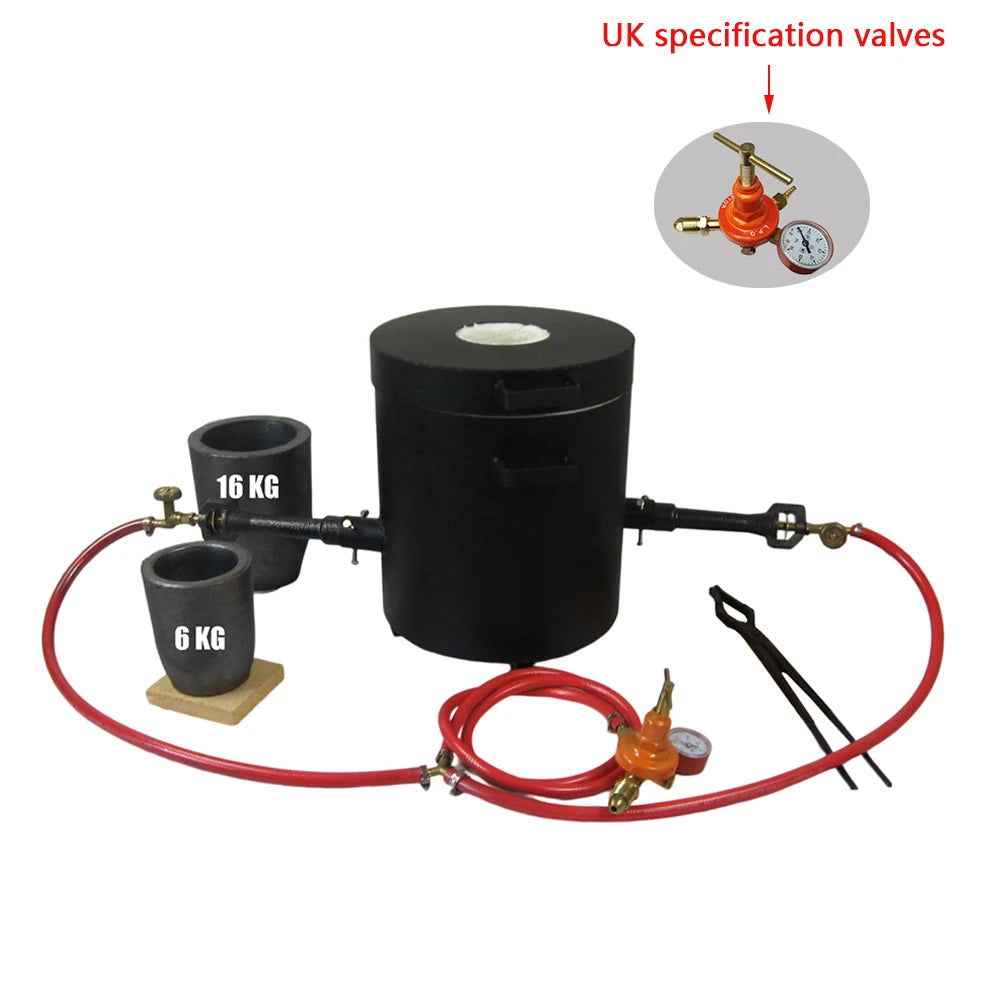 LSMIITTH 16KG/35.27LBS Double Burner Propane Metal Melting Furnace With 2 Crucible Suitable For Melting Copper Brass Aluminium