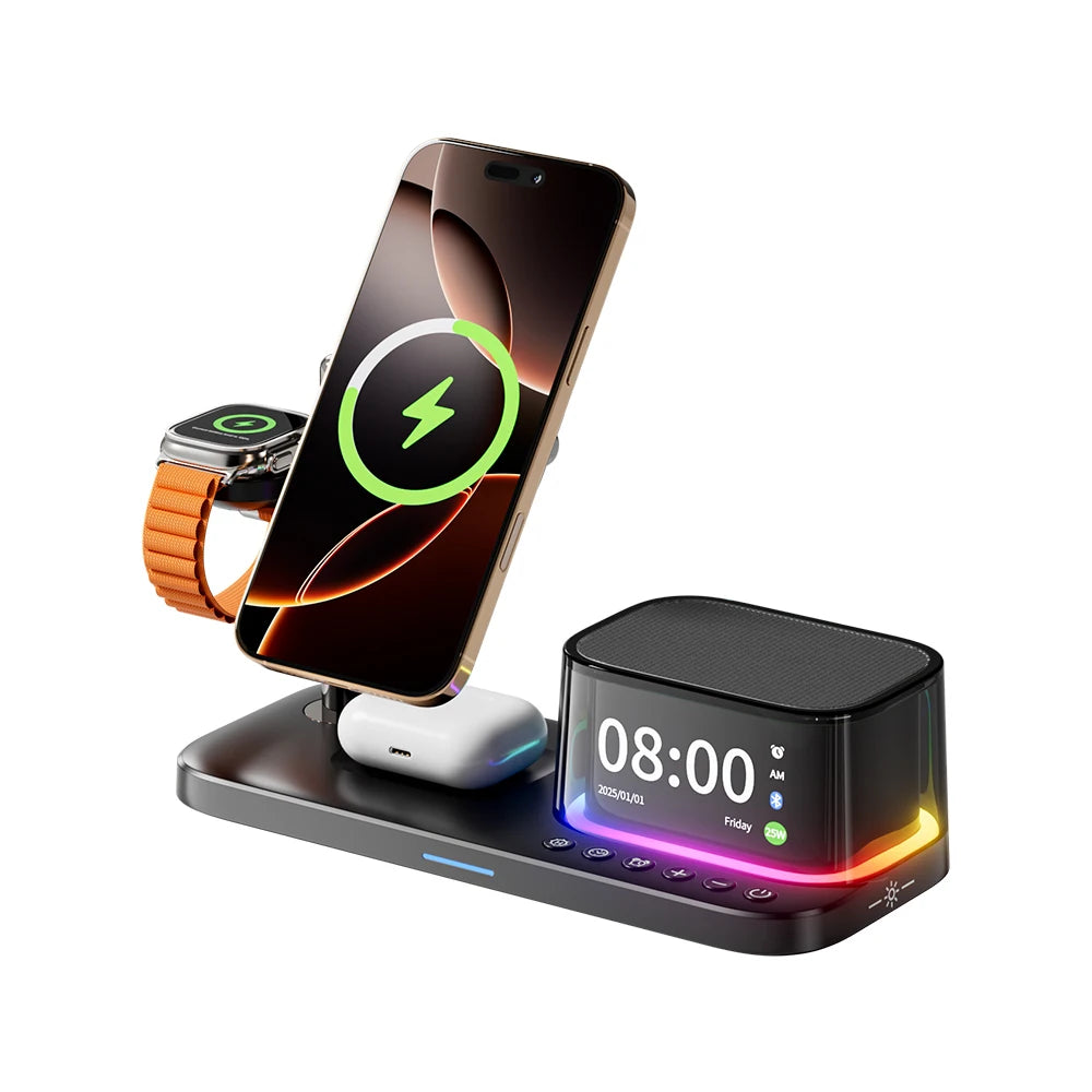 5-in-1 Magnetic Wireless Charger Stand with Speaker - 25W Qi2 Certified Tidesmit