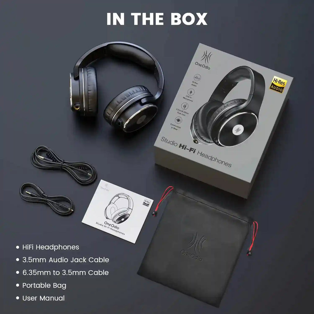 Studio Monitor Headphones Wired Over-Ear with Dual Input Jacks Tidesmit