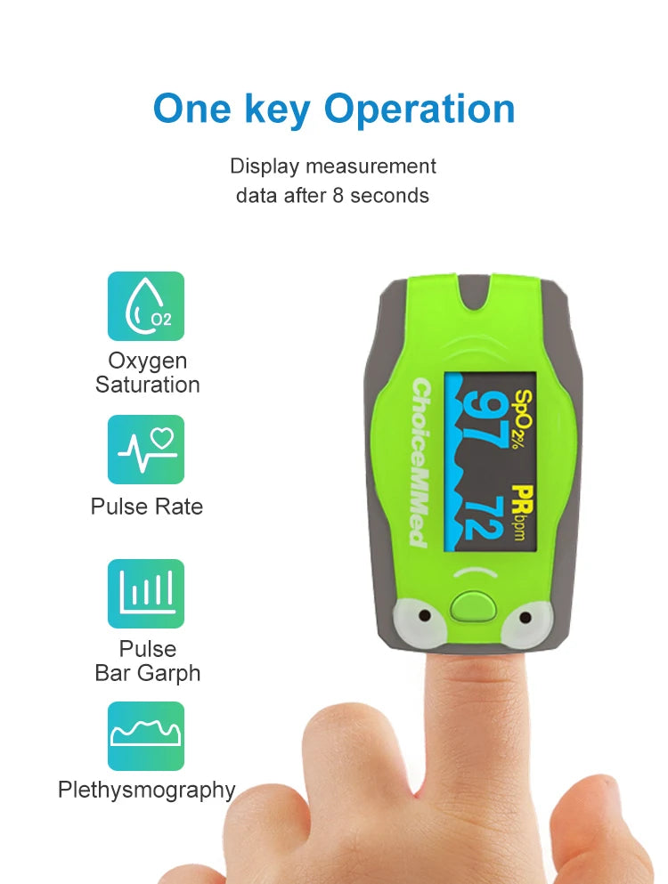 ChoiceMMed Children Finger Pulse Oximeter Blood Oxygen Saturation Monitor Pulse Rate Meter Pulse Oxiometer OLED Oximetro de dedo