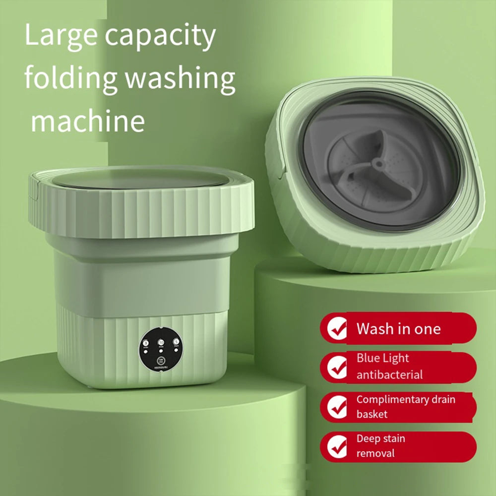 Tidesmit 6L 11L ultrasonic portable folding washing machine with spin dryer for travel underwear and socks, socks, socks cleaning