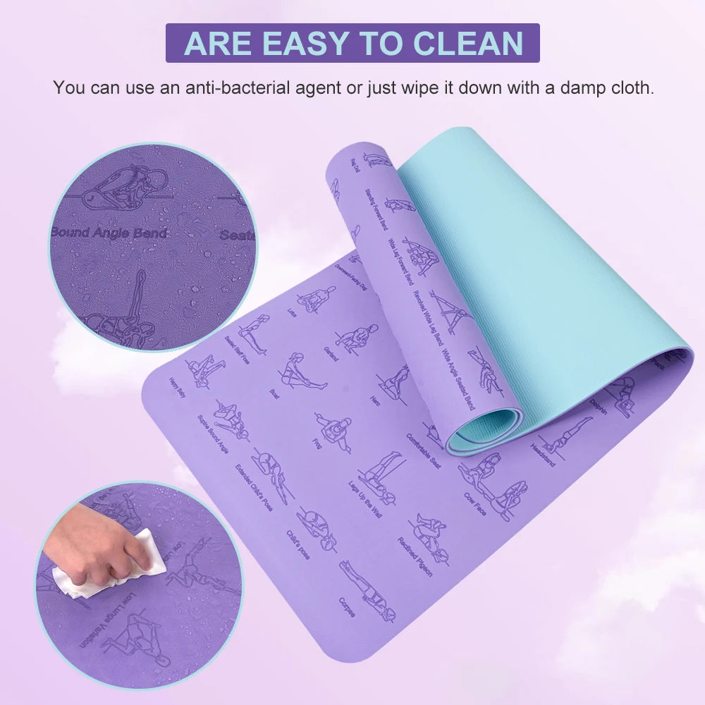 TPE Yoga Mat 183cm*61cm Anti-skid Sports Fitness Mat For Exercise Yoga And Pilates Gymnastics Mat Fitness Equipment