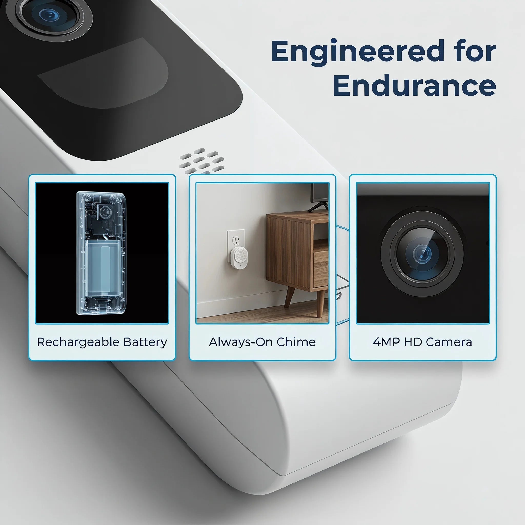 ARCCTV 2K Dual-band WiFi HD Video Doorbell Camera With Two-way Intercom Infrared Night Vision Motion Detection IP66 Waterproof