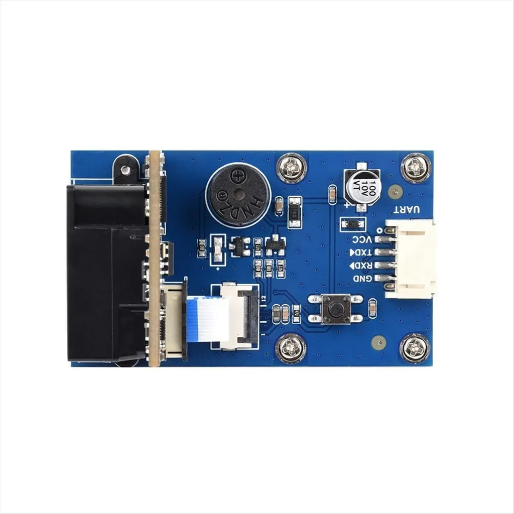 2D barcode scanner module circuit board with USB connector and control components