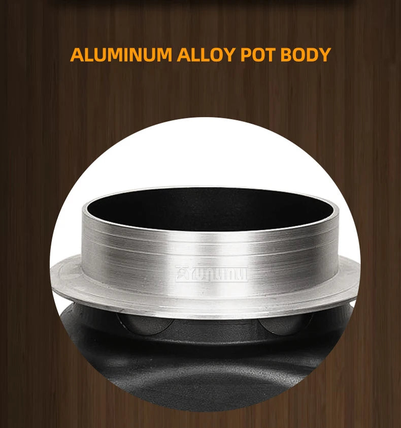 Aluminum alloy inner pot body with black exterior and rounded rim