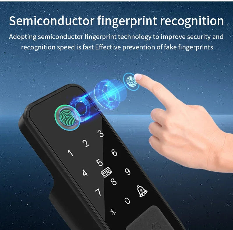 Bluetooth Tuya App Fingerprint Smart Door Lock Gate Password RFID Card Rim Bolt Lock Electronic Door Lock
