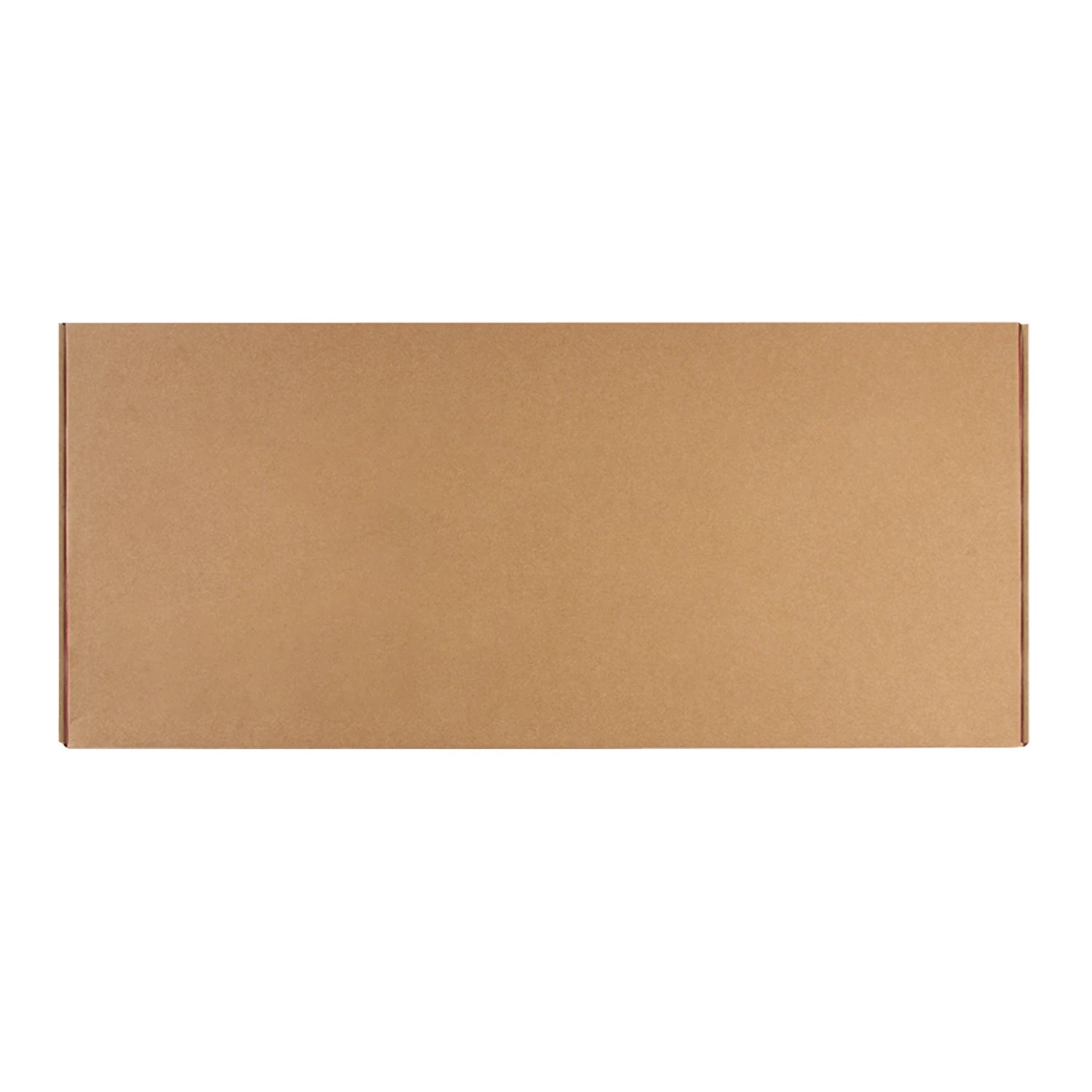 Rectangular brown cardboard shipping box, flat-packed for storage and delivery.