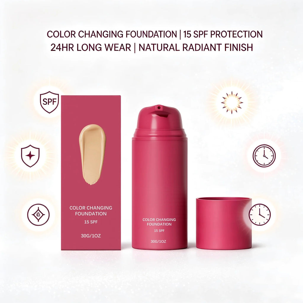 Tidesmit color changing foundation texture detail showing SPF15 full coverage moisturizing makeup application