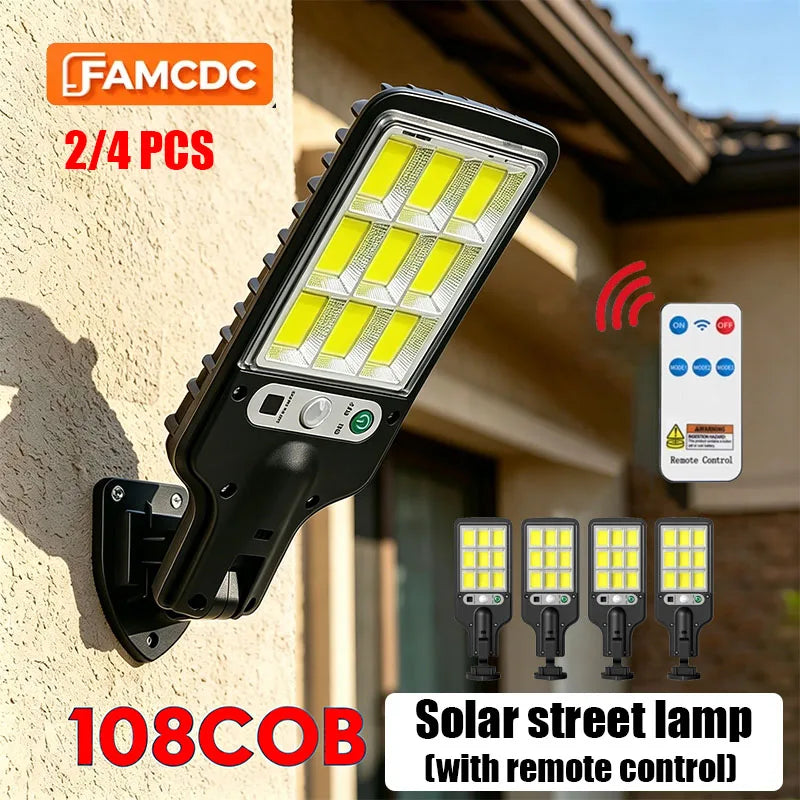 8000W 160000 LM Super Bright Solar Street Lights 1008 LED Solar Lights Outdoor Street Lamp 3 modes IPX65 Waterproof Garden Lighting With Smart Motion Sensor