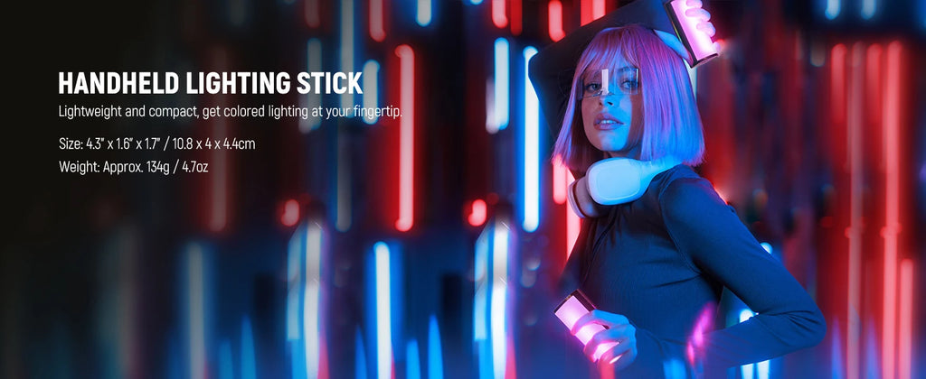 Magnetic LED Light Wand 2 Pack RGB - Portable Content Creation Lighting Tidesmit