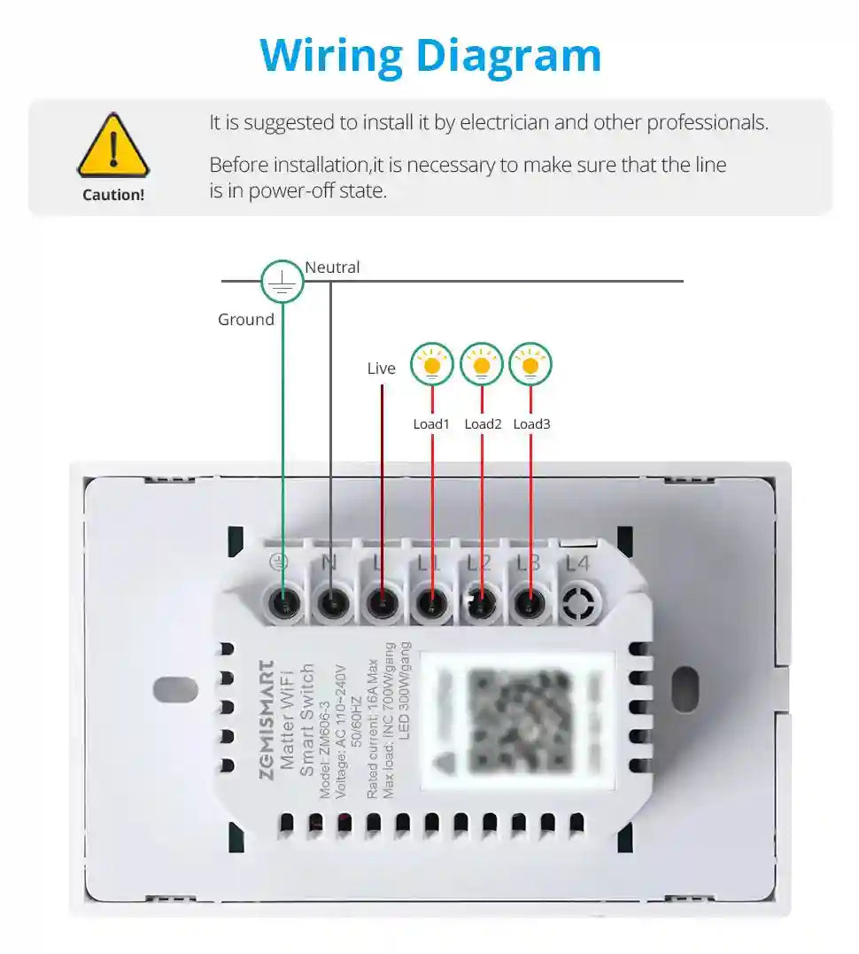 Matter Smart Wall Light Switch WiFi | 1-6 Gang Multi-Room Control Tidesmit