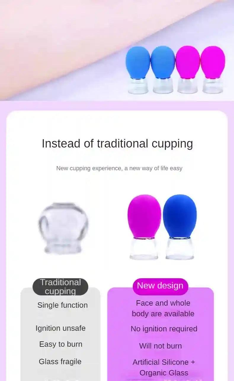 Silicone Cupping Massage Set for Face and Body - Purple and Blue Back Massage Instrument Tidesmit
