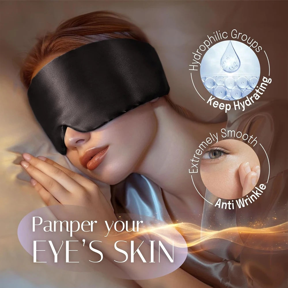 100% Mulberry Silk Sleep Mask Soft Padded Eyemask Eyeshade Blocking Light for Travel & Nap Comfortable Sleeping Eyepatch