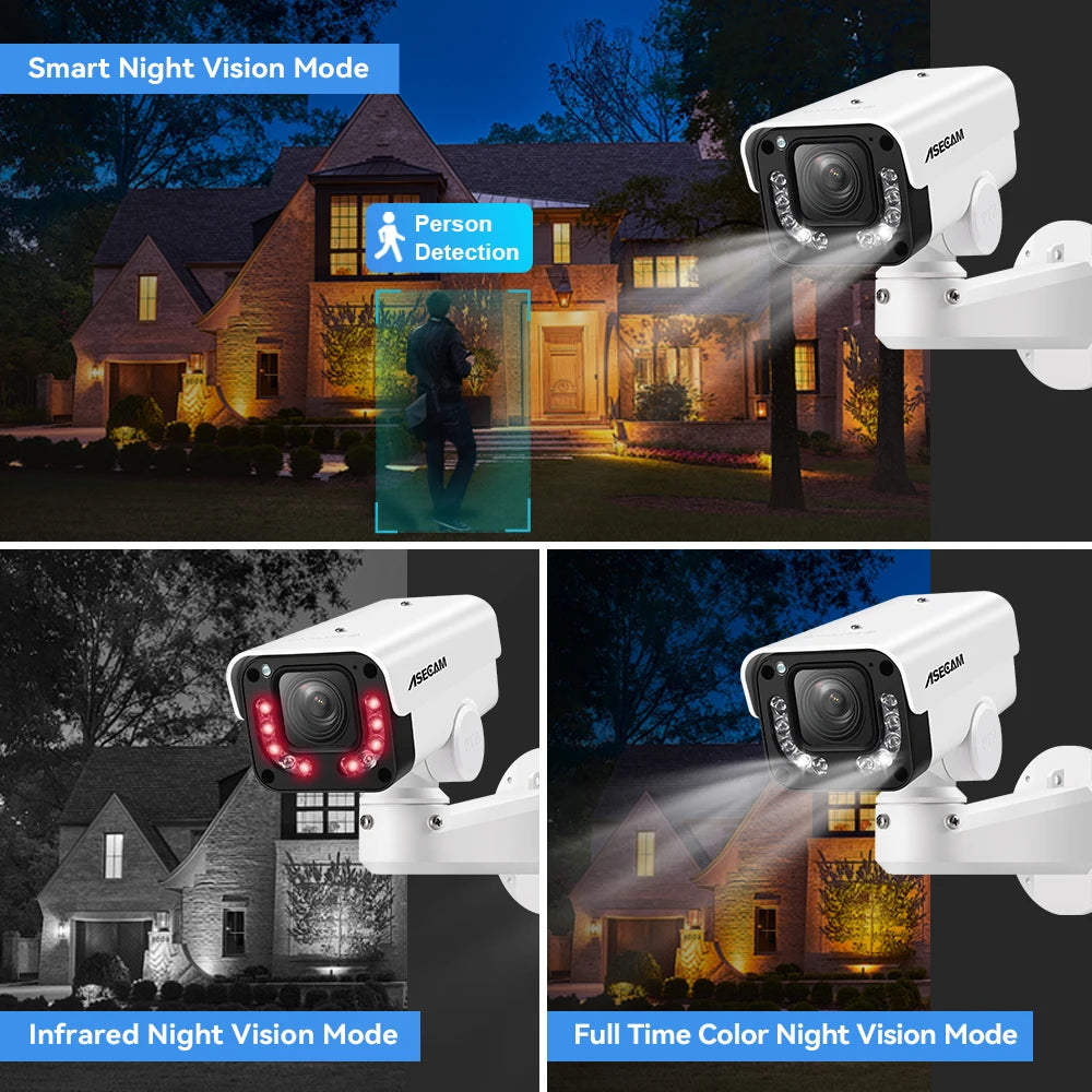 ASECAM 4K 8MP IP Camera PTZ 30X Optical Zoom AI Vehicle Detection WDR POE Security CCTV Surveillance IMX415 Hikvision Compatible