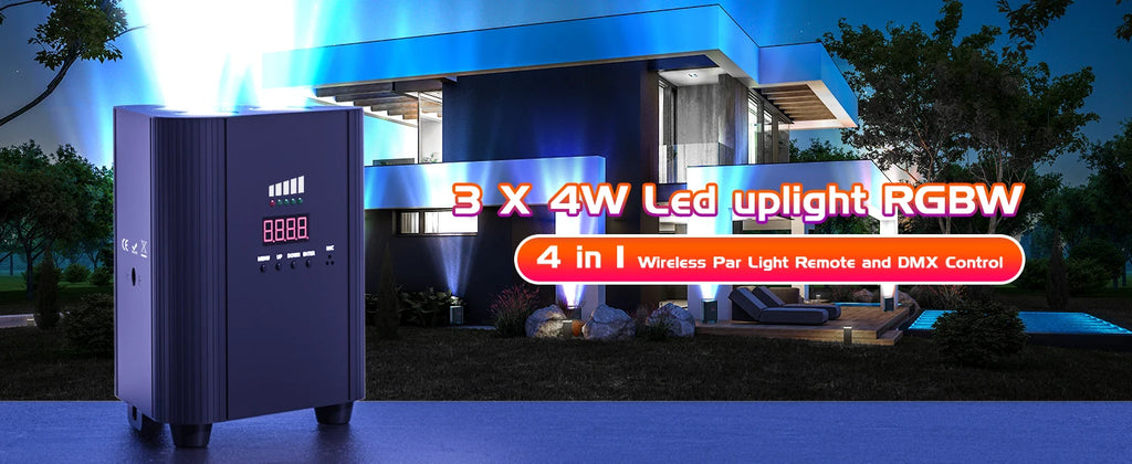 U'King 4PCS 4in1 RGBW LED Battery Par Light 3x4W Triangle Wash Wall Light DMX512 Wireless Effect Light for Concert Disco Party