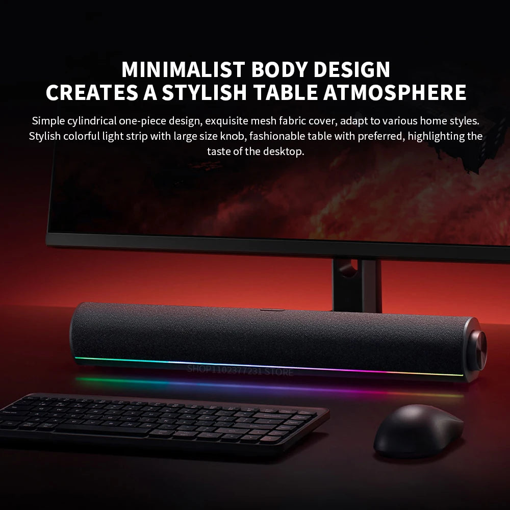 Redmi Computer Speaker Four-Unit Two-Channel Stereo RGB Ambient Light Bluetooth 5.0 Built-in Microphone Knob Control CN Version