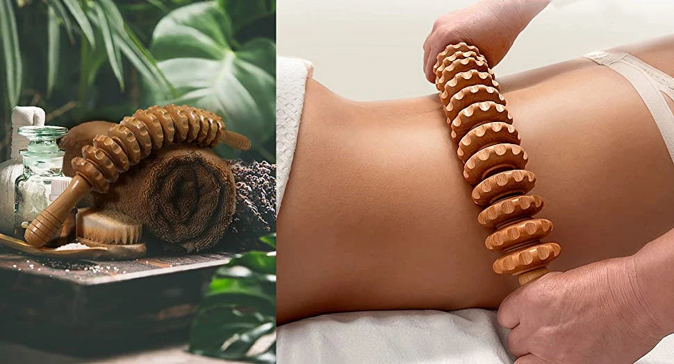 Wooden Lymphatic Drainage Roller - 12 Wheel Muscle Relief Tool Back Massage Instrument Tidesmit
