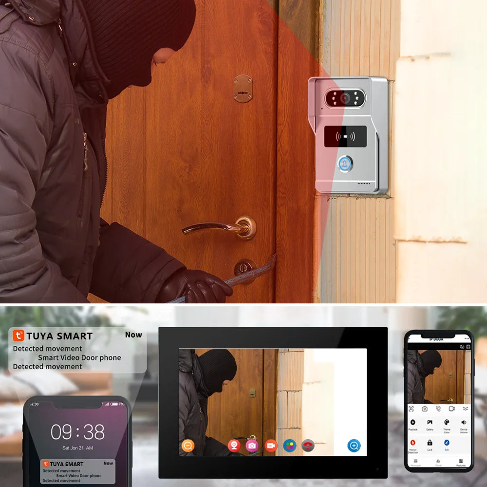 support tuya app Smart Video Intercom 1080P AHD WiFi Access Control System Camera Monitor Villa Home Security