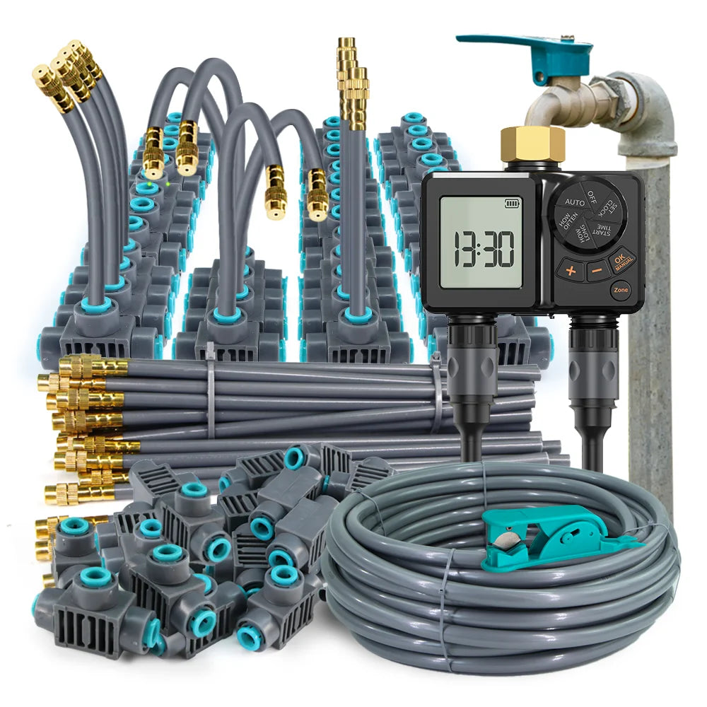New Type-C Direct Charging Gardening Dual-Way Independent Control Irrigation Timer Mist Cooling Kit Custom DIY Watering Schedule