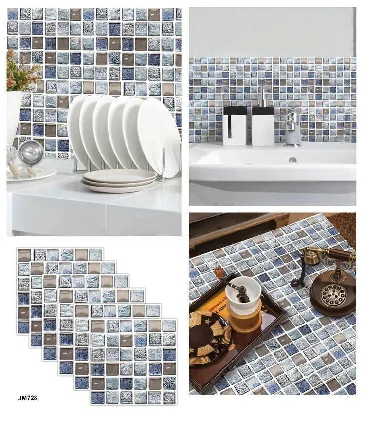 Self-Adhesive Marble Wall Tiles - Waterproof Stickers for Kitchen Backsplashes, Bathrooms, Living Rooms, Easy to Install and Rem