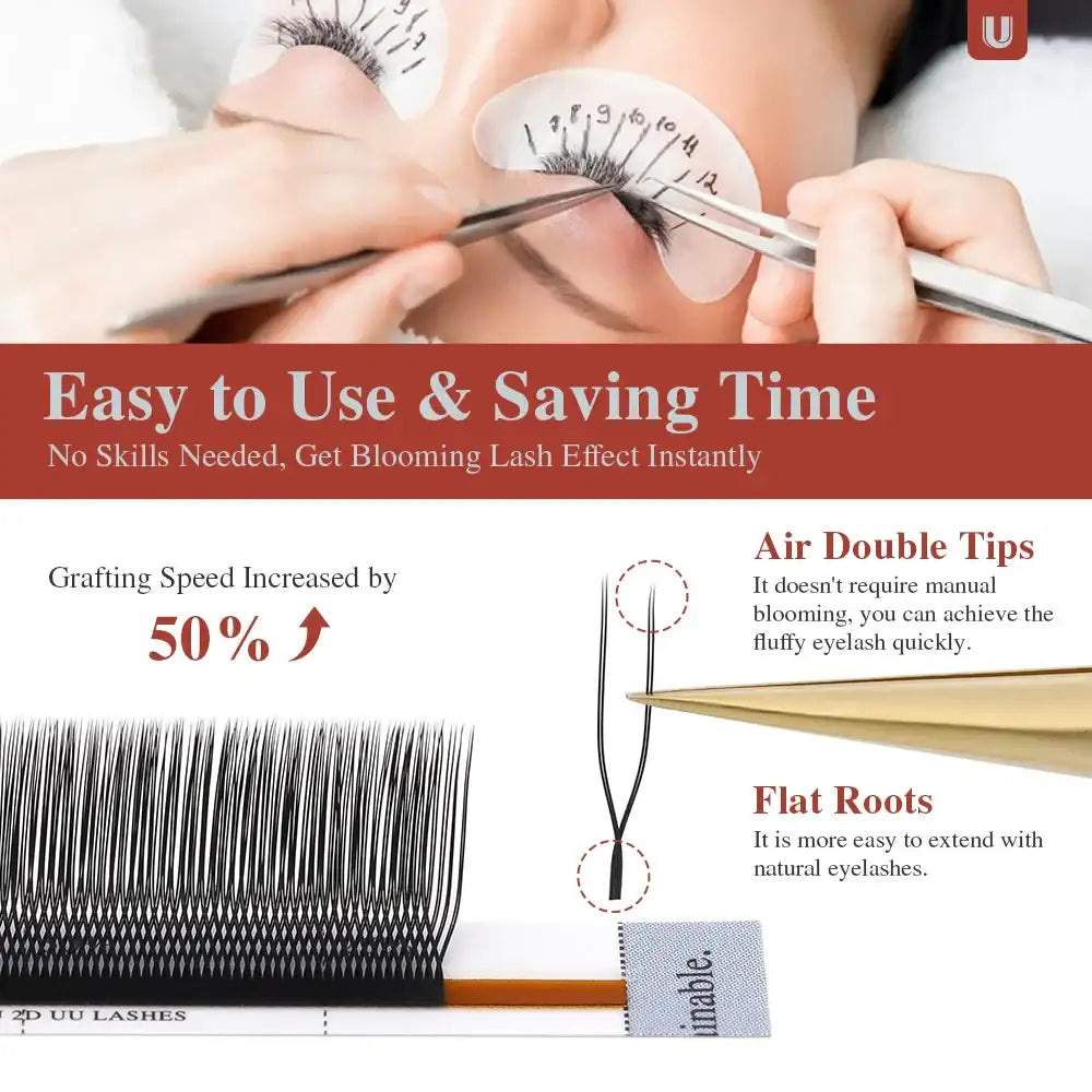 NAGARAKU U Shape YY Lashes Extensions Natural Soft 2D UU Lashes Premium Mink Brazilian Cilios False Eyelashes Tidesmit