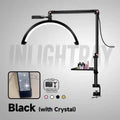 Half-Moon LED Beauty Light - Adjustable Table Lamp for Lash Artists Black Crystal Tidesmit