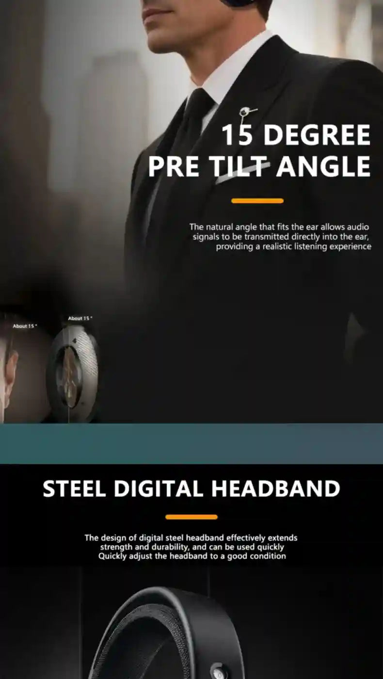 Wired HiFi Over-Ear Studio Monitor Headphones - Precision Sound Black Tidesmit
