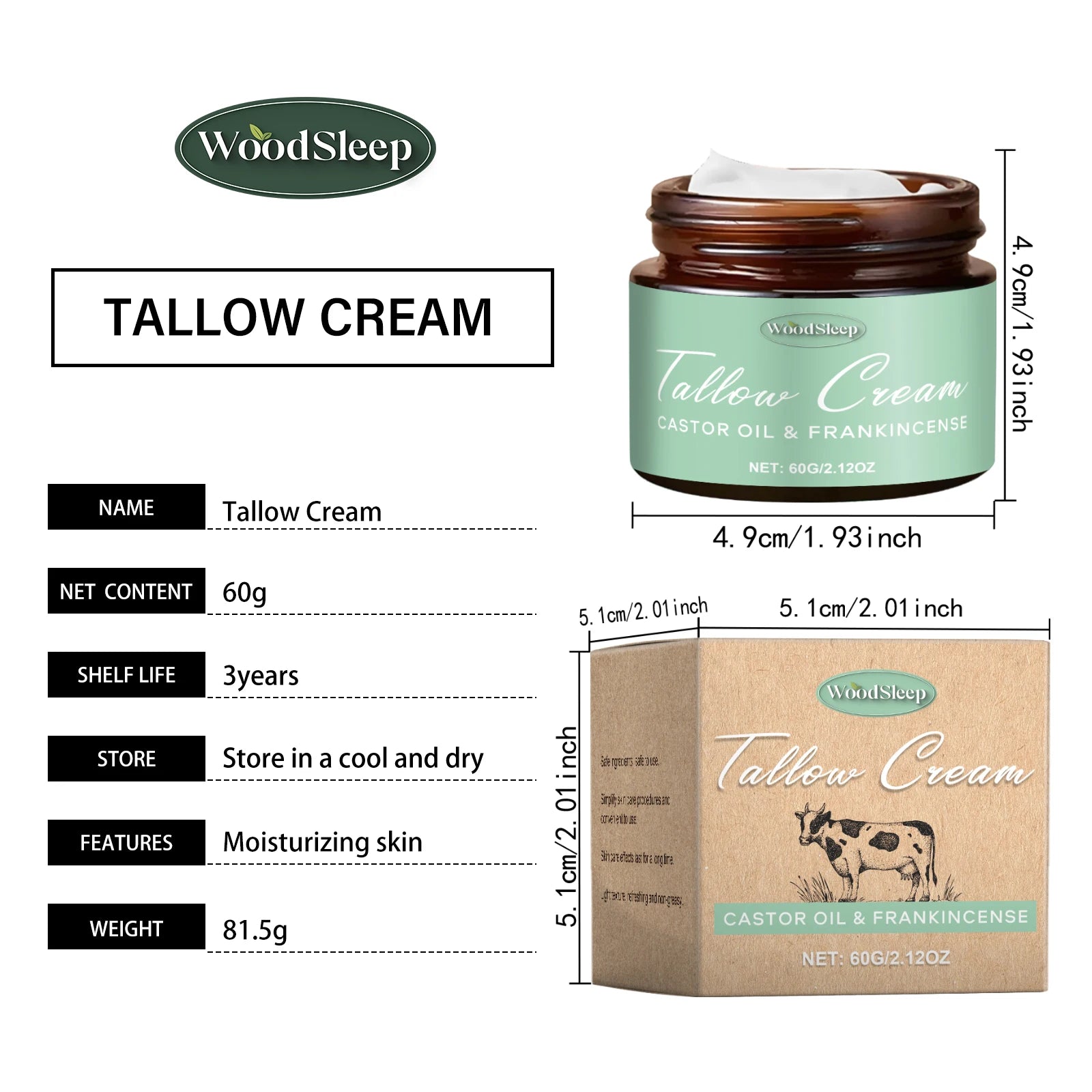 Beef Tallow Face Cream Anti Aging Fine Lines Deep Moisturizing Soothing Repair Damaged Day Skin Nourishing Face Body Lotion 60g