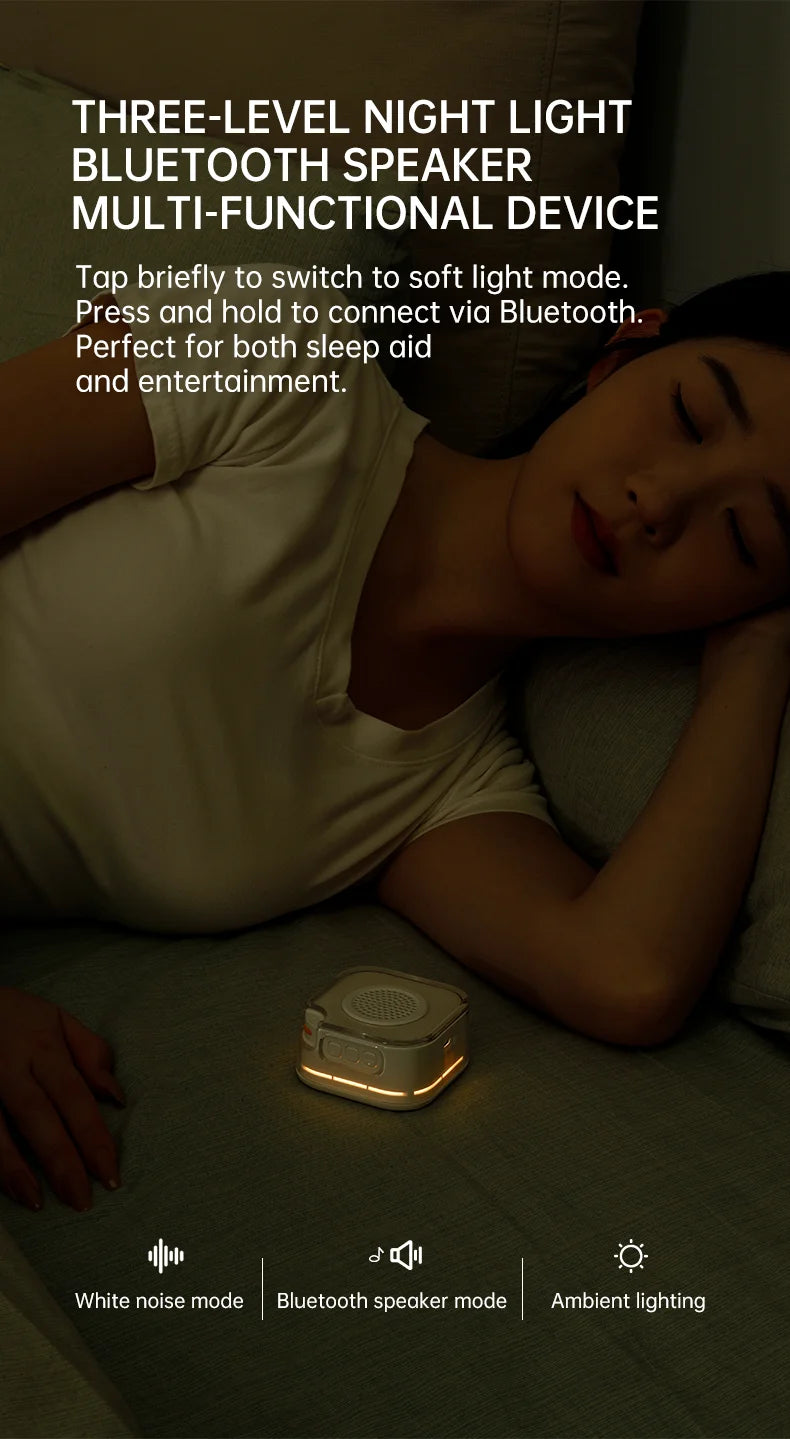 White Noise Machine with Bluetooth Function, Bluetooth Speaker, Sleep Aid Machine with Night Light for baby Adults