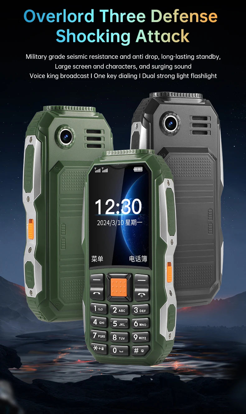 Durable Small Size Mini Rugged Outdoor Mobile Phone Push Button Battery FM Quick Dial Long Standby Two Flashlight Lound Sound