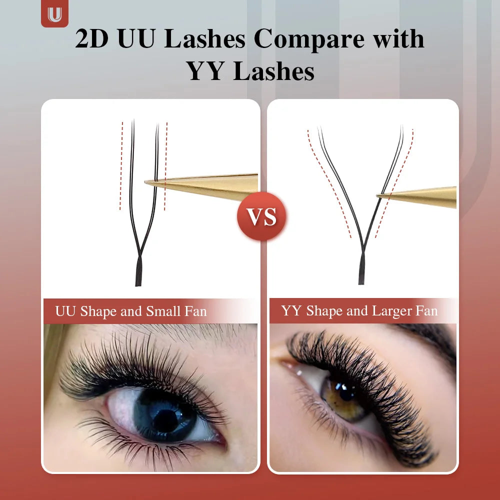 NAGARAKU U Shape YY Lashes Extensions Natural Soft 2D UU Lashes Premium Mink Brazilian Cilios False Eyelashes Tidesmit