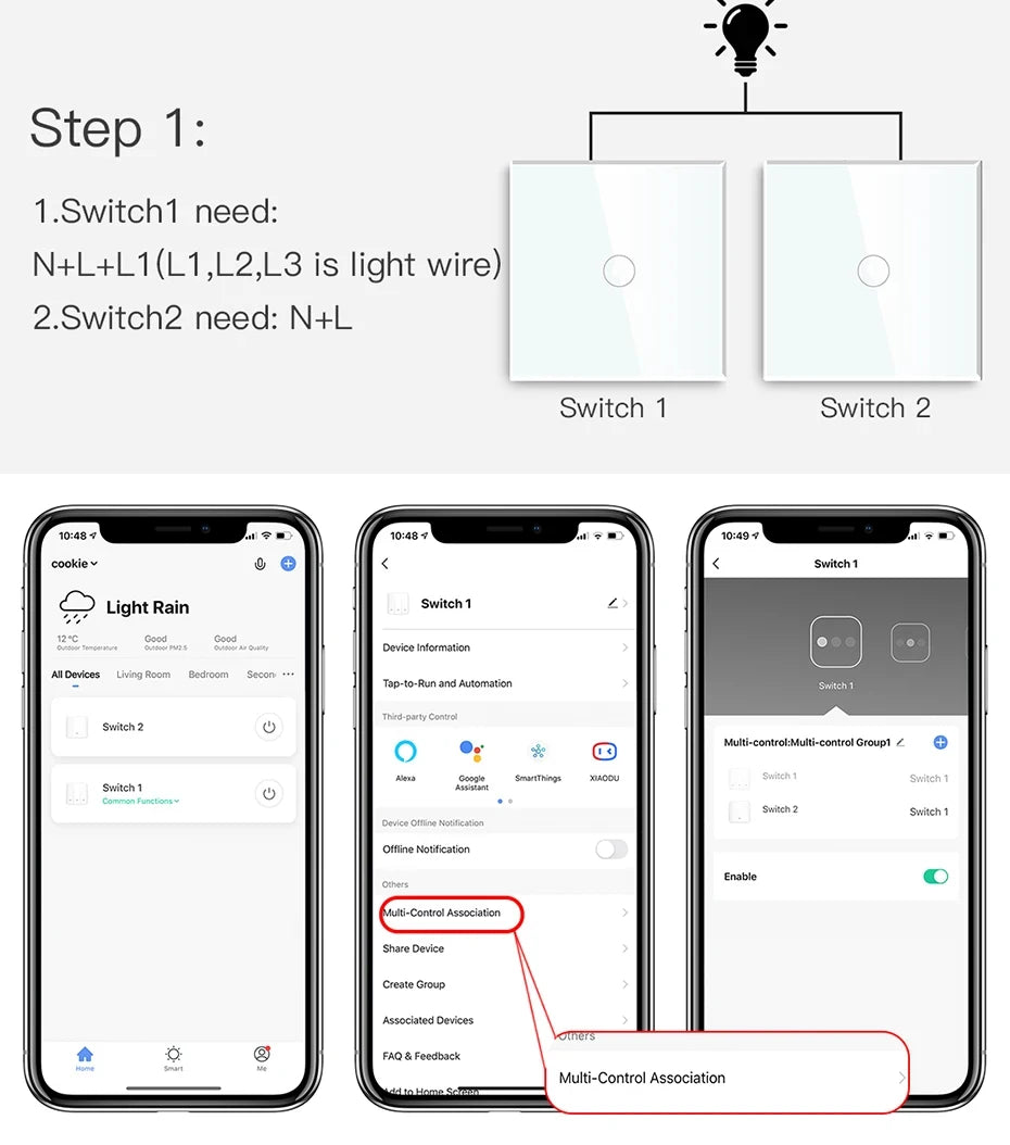 WiFi Smart Wall Switch with USB-C Port - Glass Panel Tidesmit Tidesmit