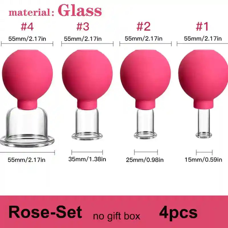 Facial Cupping Set for Skin Lifting and Anti-Wrinkle Massage Therapy Eye Massage Instrument 4pc-Rose Tidesmit