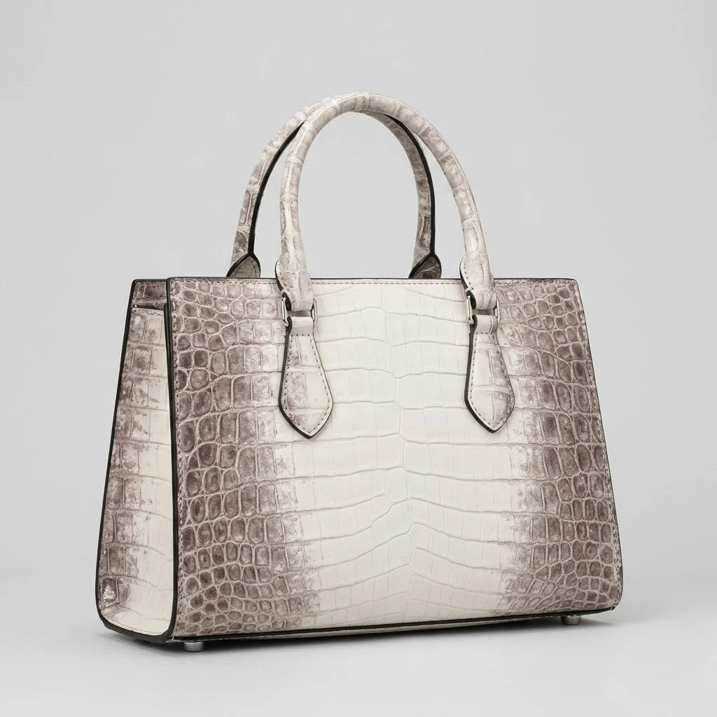 Leather Spot Classic Women's Genuine Luxury Handbag Alligator Embossed Design Detachable Top Handle Portable Vintage Cell Phone
