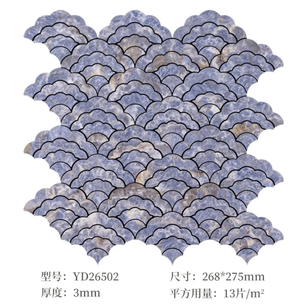 Self-adhesive cloud mosaic wall sticker, blue-gray scale pattern set (268x275mm)