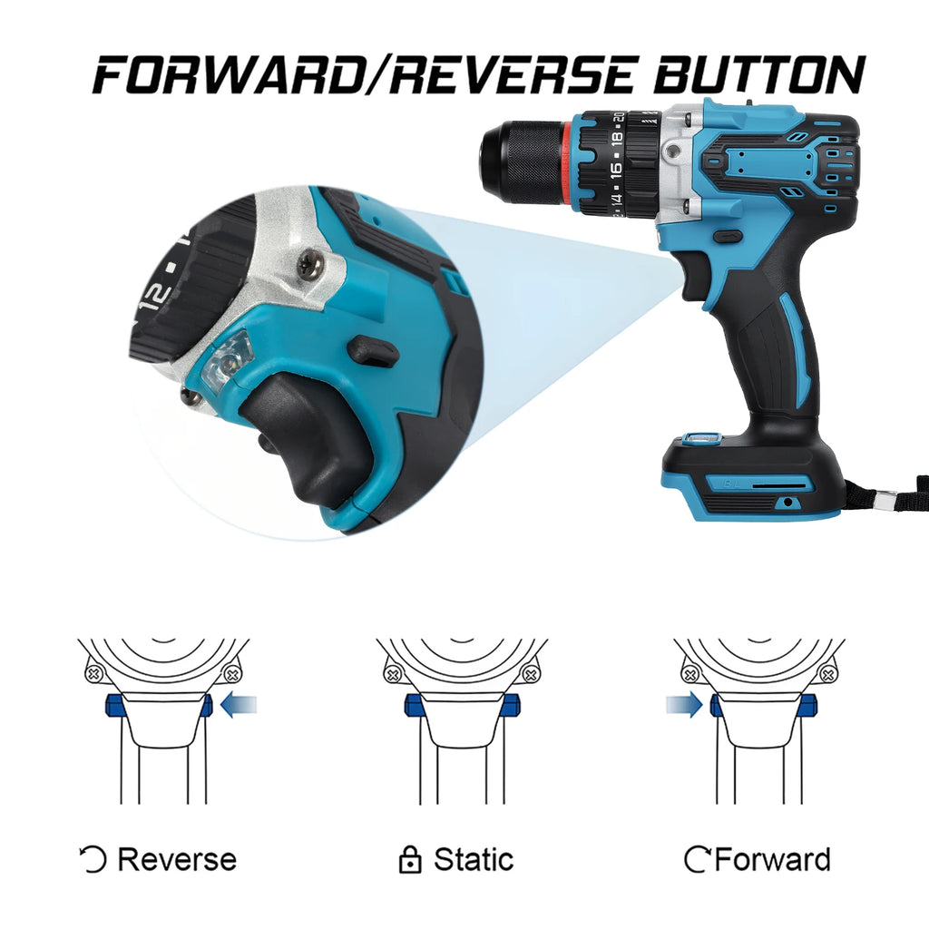 Podofo Brushless Electric Screwdriver Cordless Impact Drill Multi Function Power Drill 3 In 1 Hammer Drill Screwdriver Flat Drill 20+3 Torque For Steel Wood Concrete Drilling
