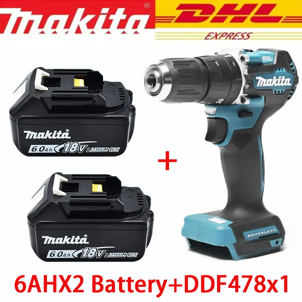 Makita 18V Battery DDF487 Brushless Electric Drill, Suitable for Five-rope Impact Drill of Decoration Team Uses Suitable